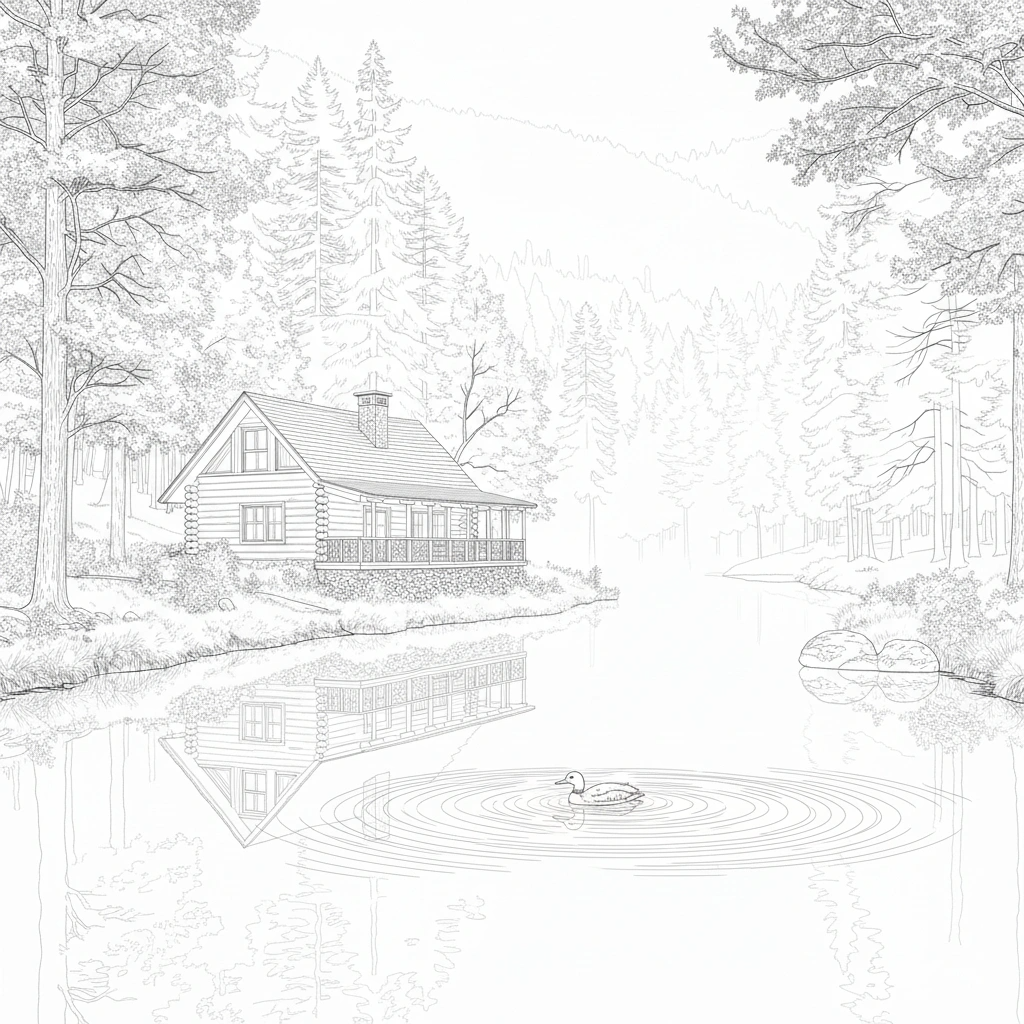 Quiet Morning by the Cabin – Advanced Colored Pencil Landscape Study | Digital Download