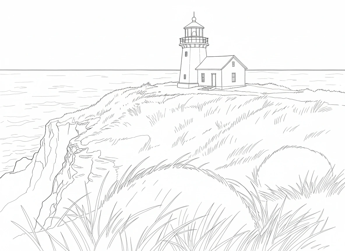 Guiding Light by the Sea – Beginner Colored Pencil Seascape Study | Digital Download