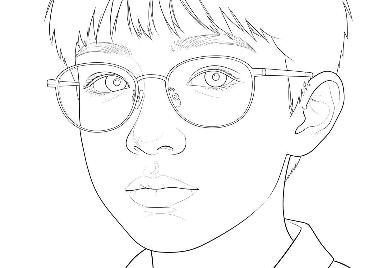 Teen with Glasses – Beginner Colored Pencil Portrait Study | Digital Download