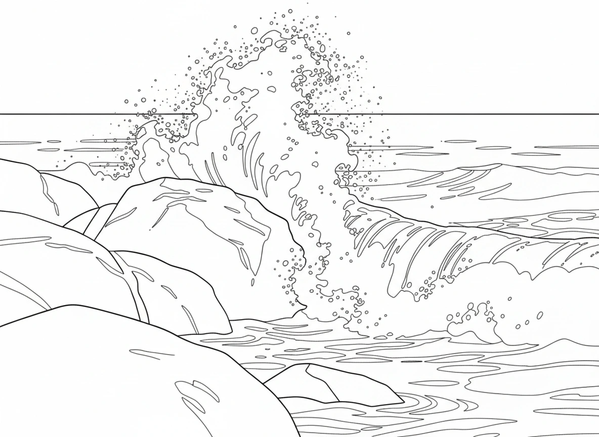 The Moment The Ocean Roars – Beginner Colored Pencil Seascape Study | Digital Download