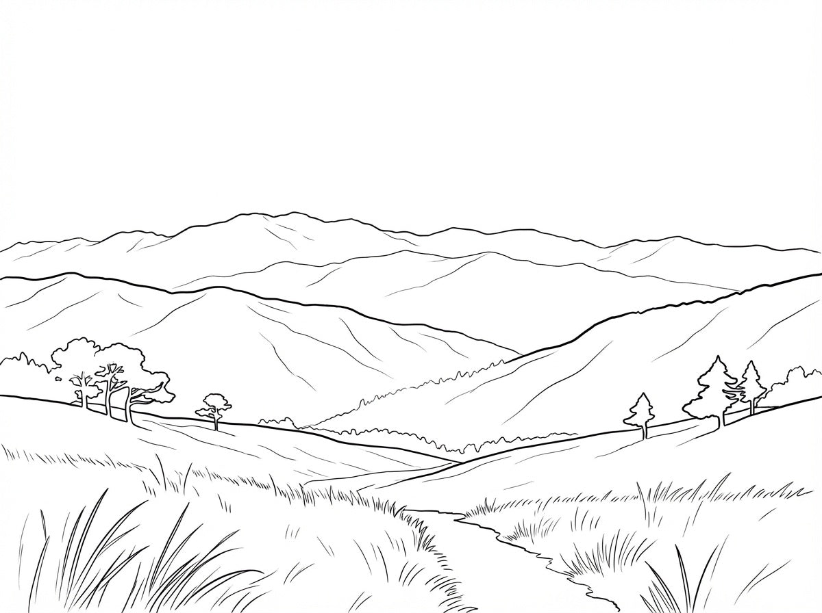 The Valley That Waits – Beginner Colored Pencil Landscape Study | Digital Download