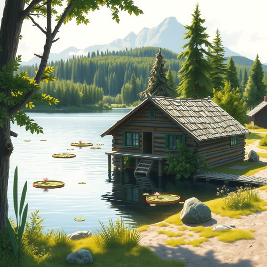Cabin by the Lake – Beginner Colored Pencil Landscape Study | Digital Download