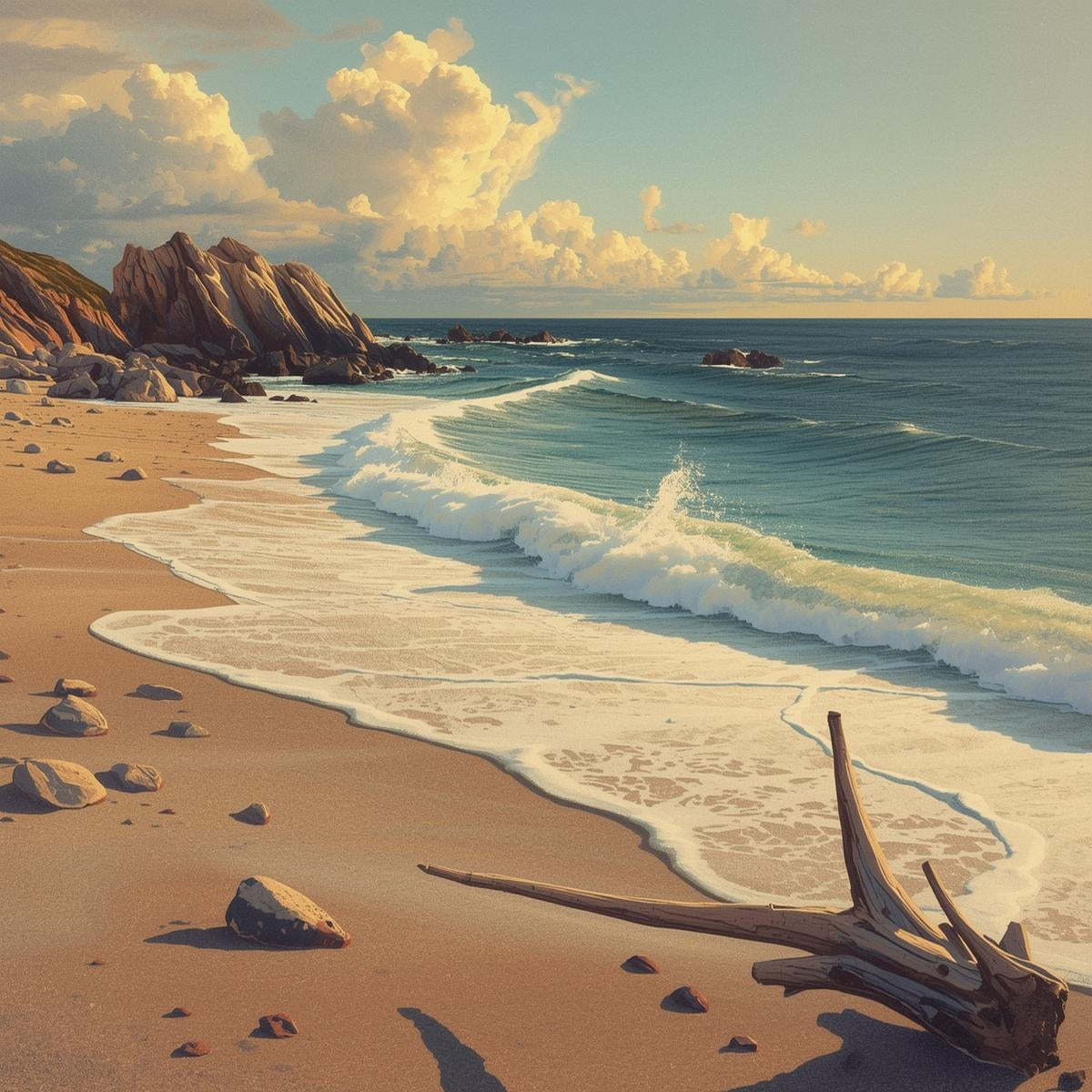 Driftwood & Light – Beginner Colored Pencil Seascape Study | Digital Download