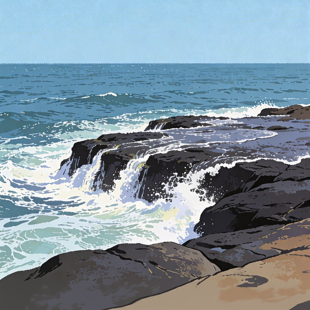 Edge of the Restless Sea – Intermediate Colored Pencil Seascape Study | Digital Download