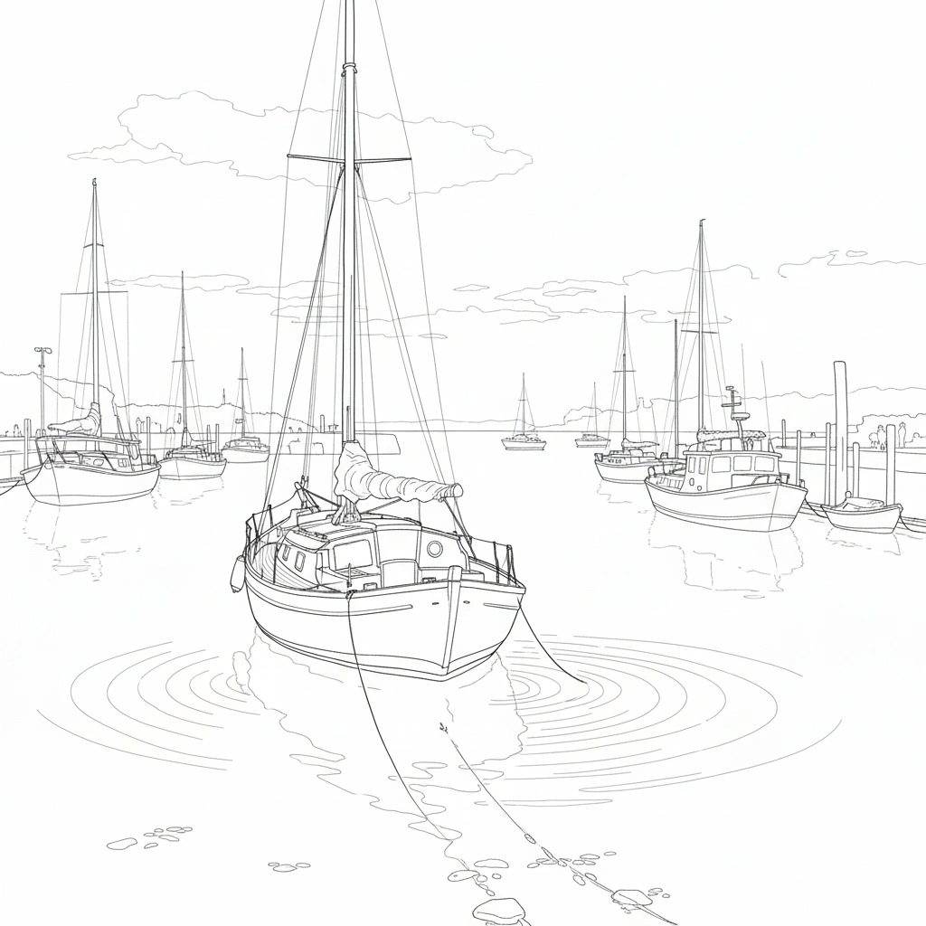 Morning Stillness in the Harbor – Advanced Colored Pencil Seascape Study | Digital Download
