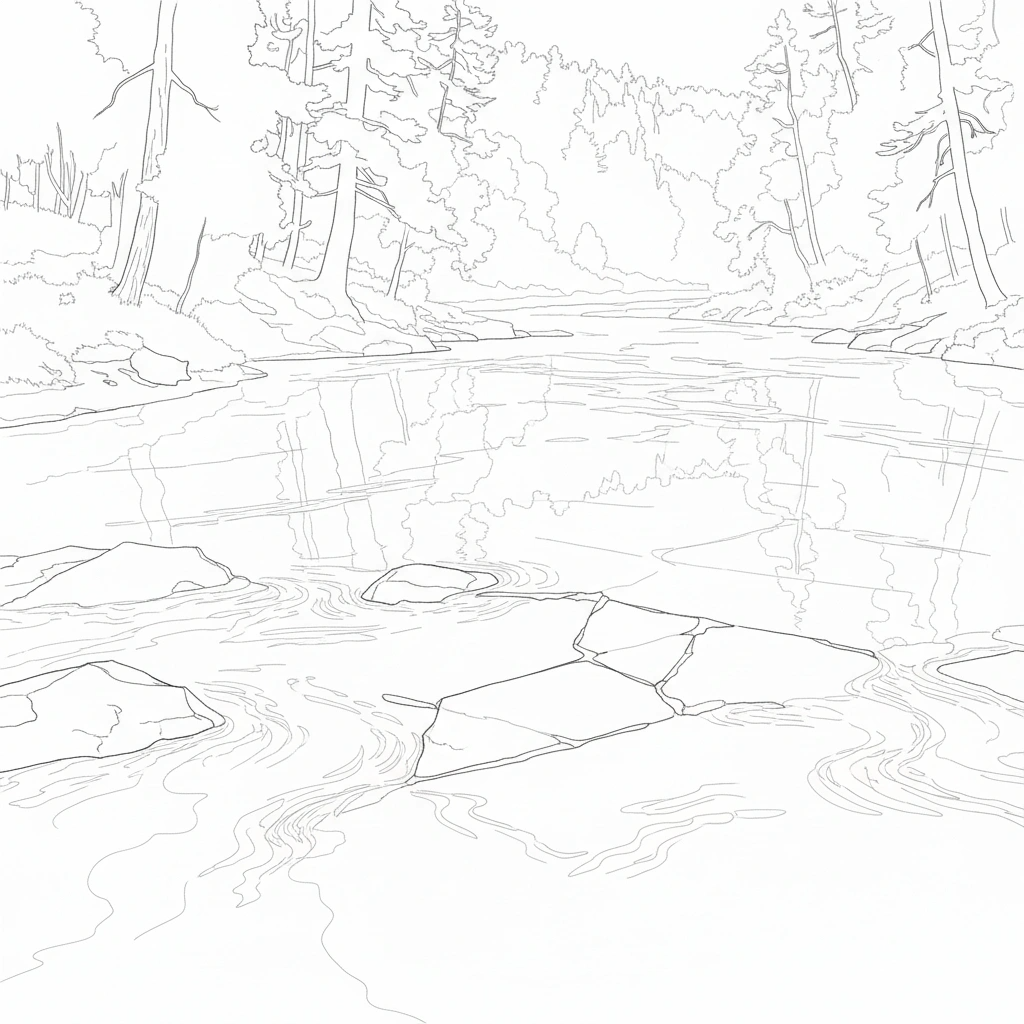 Reflections Beneath the Pines – Intermediate Colored Pencil Landscape Study | Digital Download