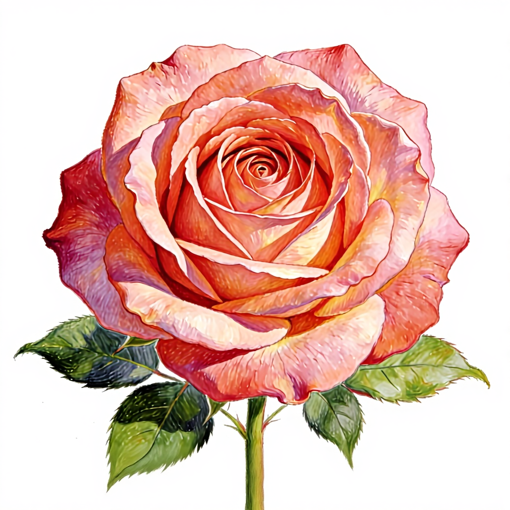 A Rose in Full Whisper – Intermediate Colored Pencil Botanical Study | Digital Download