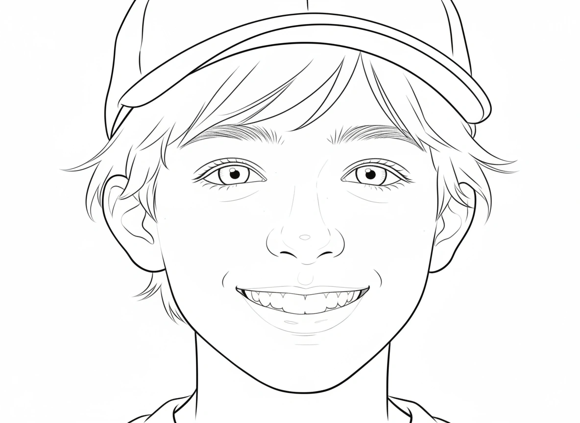 Smiling Teen with Hat – Beginner Colored Pencil Portrait Study | Digital Download