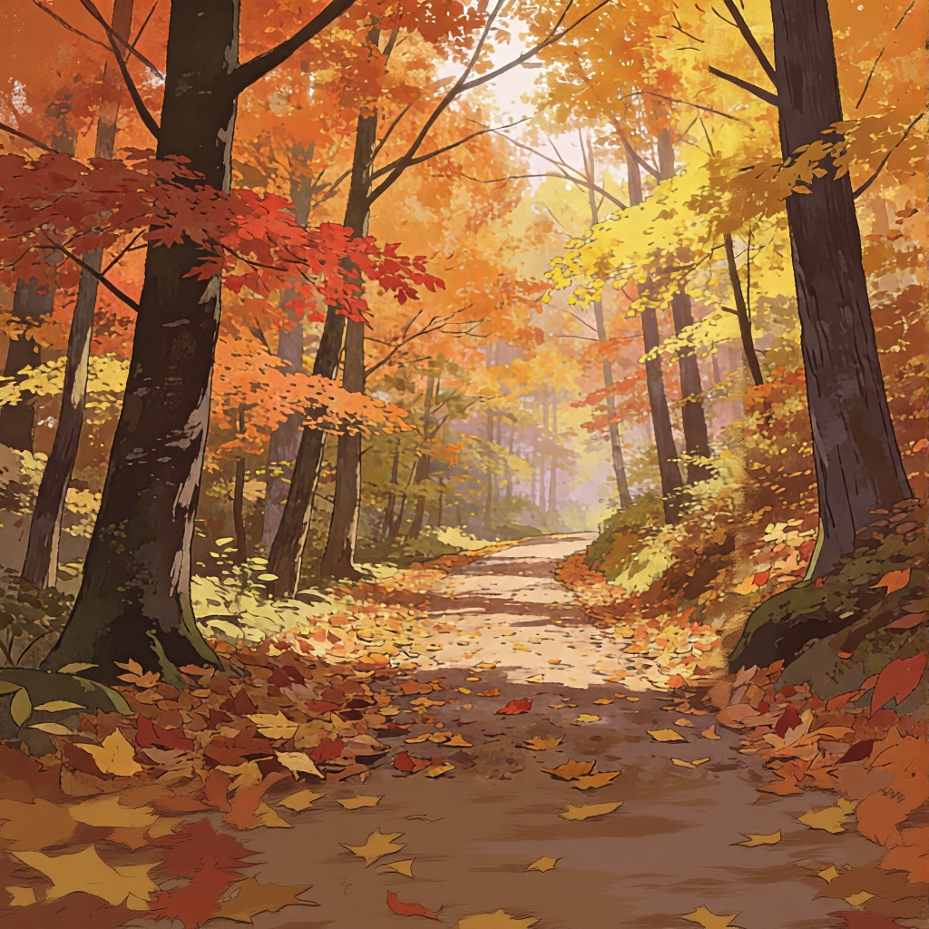 Sunlight Through the Turning Trees – Intermediate Colored Pencil Landscape Study | Digital Download