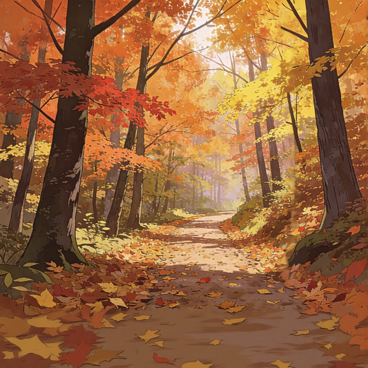 Sunlight Through the Turning Trees – Intermediate Colored Pencil Landscape Study | Digital Download