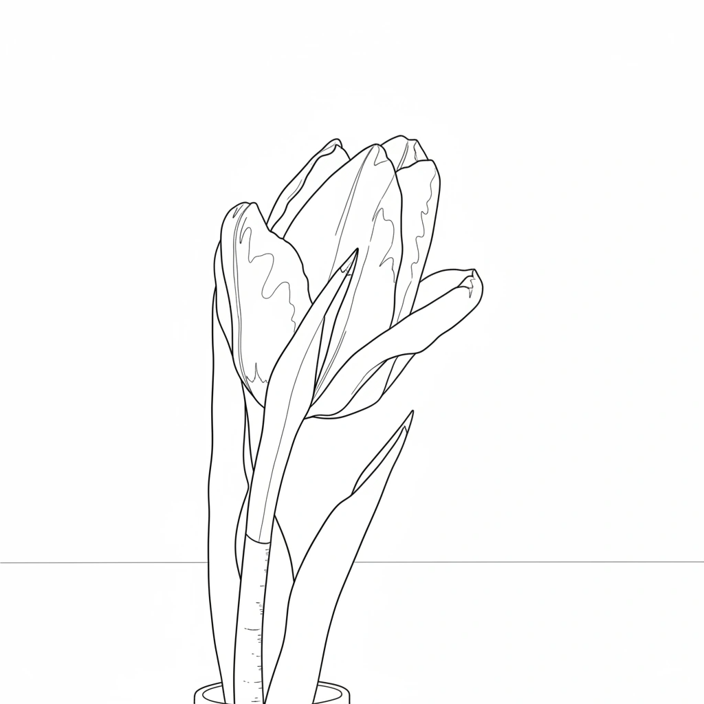 Red Tulip in Light – Beginner Colored Pencil Botanical Study | Digital Download